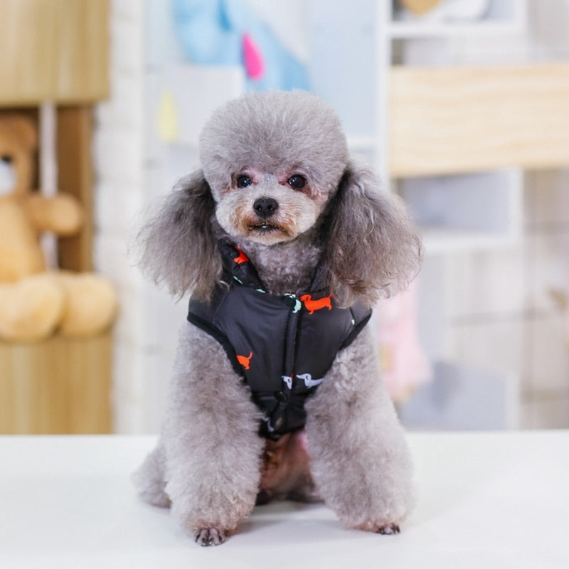 Pet Dog Down Jacket Vest Dog Clothes Autumn Winter Cotton Padded Coat, Thickened Stand Jackets