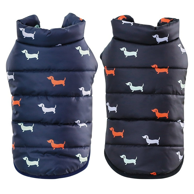 Pet Dog Down Jacket Vest Dog Clothes Autumn Winter Cotton Padded Coat, Thickened Stand Jackets