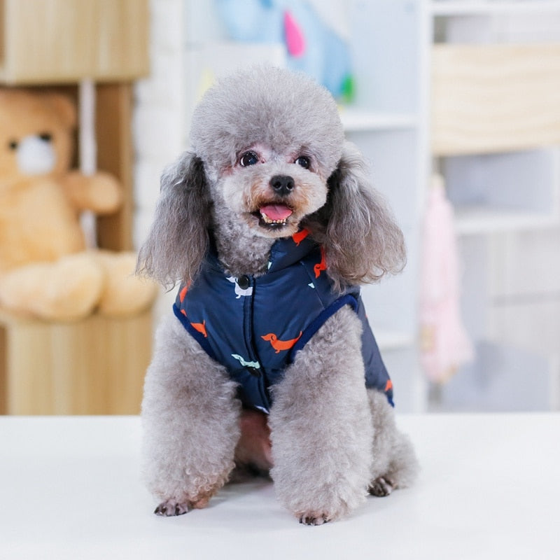 Pet Dog Down Jacket Vest Dog Clothes Autumn Winter Cotton Padded Coat, Thickened Stand Jackets