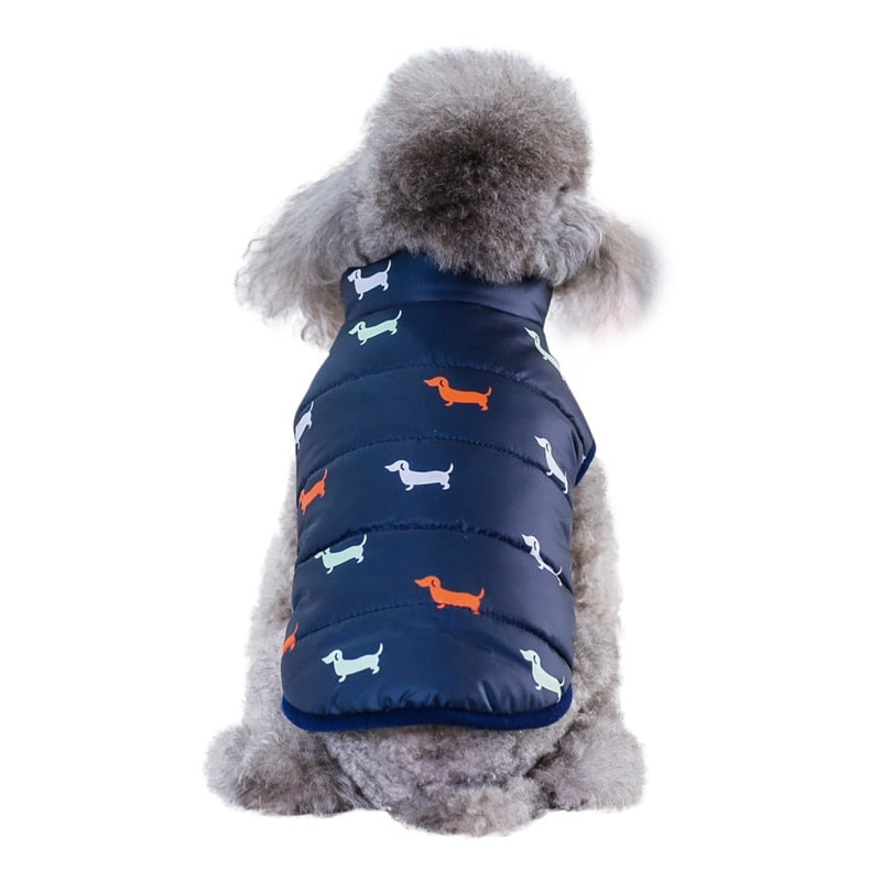 Pet Dog Down Jacket Vest Dog Clothes Autumn Winter Cotton Padded Coat, Thickened Stand Jackets