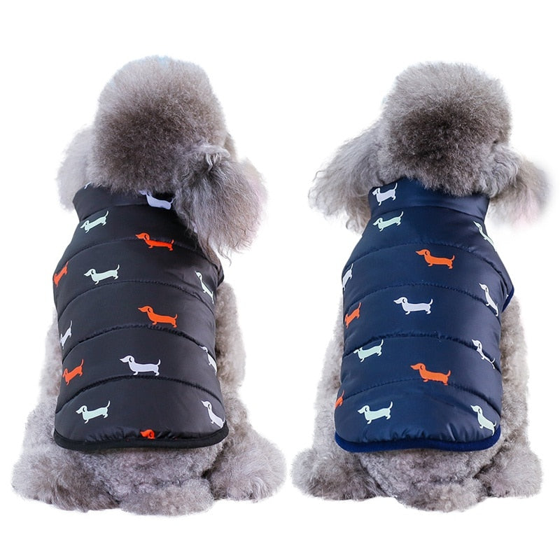 Pet Dog Down Jacket Vest Dog Clothes Autumn Winter Cotton Padded Coat, Thickened Stand Jackets