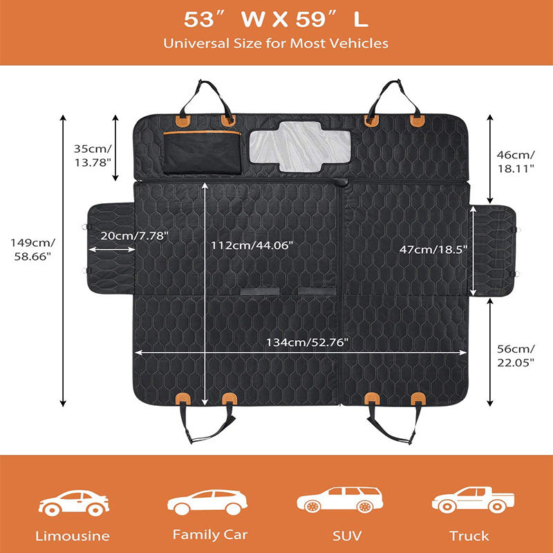 Four in one detachable Pet car cushion waterproof, dirt proof, and scratch resistant. Rear trunk seat cushion for passenger seat