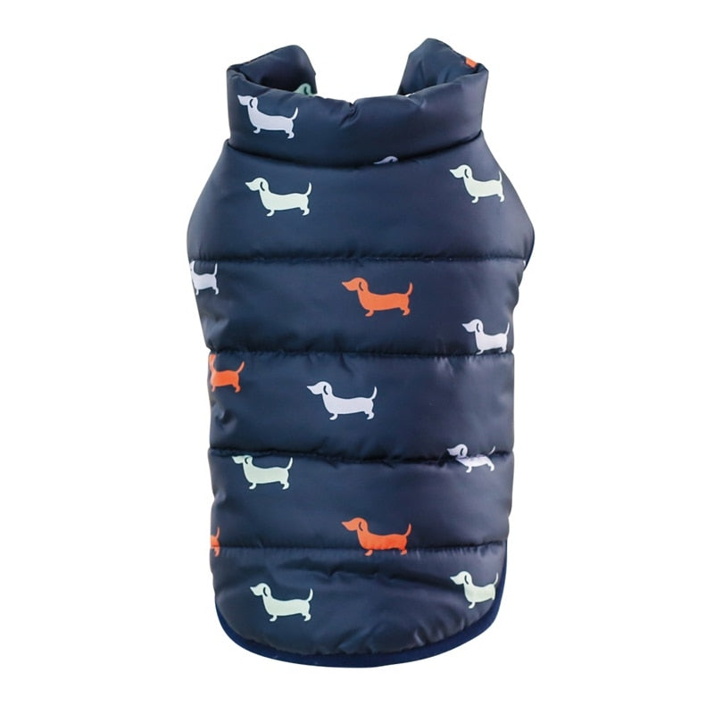 Pet Dog Down Jacket Vest Dog Clothes Autumn Winter Cotton Padded Coat, Thickened Stand Jackets