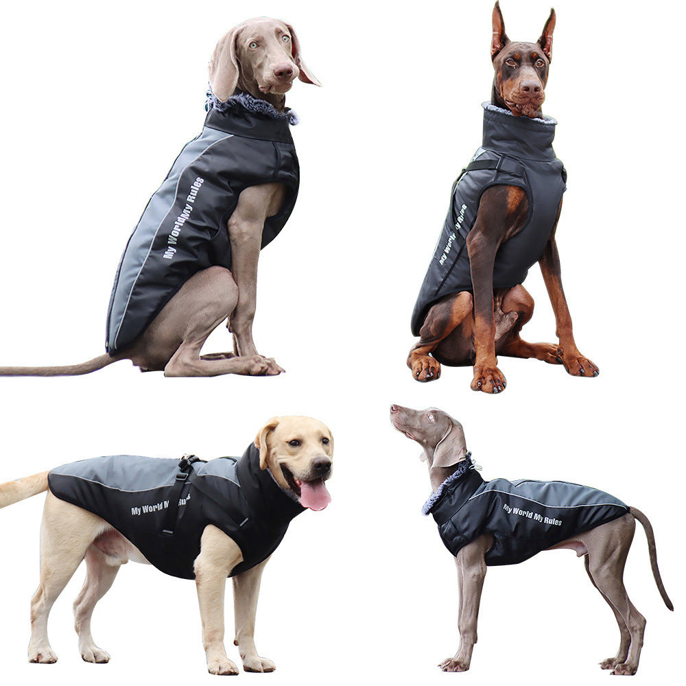 New Large Pet Clothes Warm Reflective Dog Clothes Thickened Dog Jackets Pet Cotton Coats